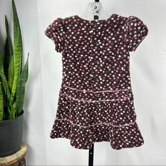 ISABEL GARRETON Girl’s Size 6 Wool Poly Blend Dress Polkadots Pink Red White - Picture 6 of 11